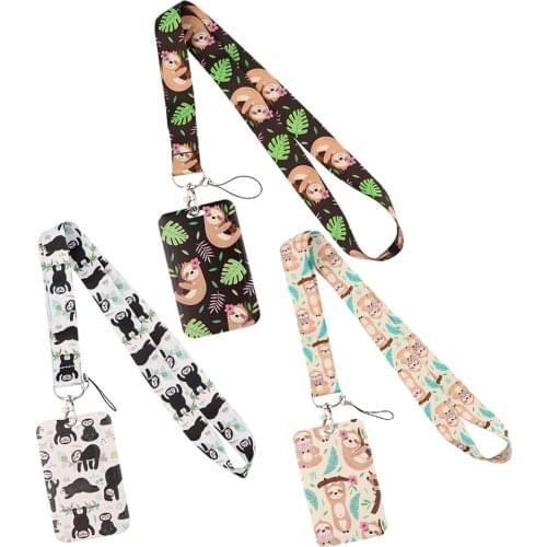 1pcs ZF3125 Animal Sloth Creative Lanyard Card Holder Student Hanging Neck Mobile Phone Lanyard Badge Subway Access Card Holder