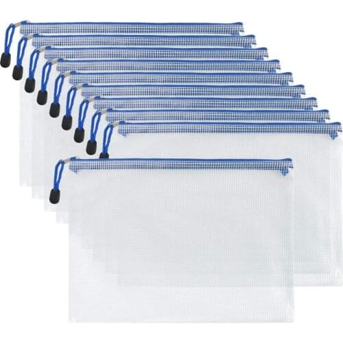 10 pieces of waterproof zipper bag A5 size plastic zipper folder file bag multi-purpose bag for office