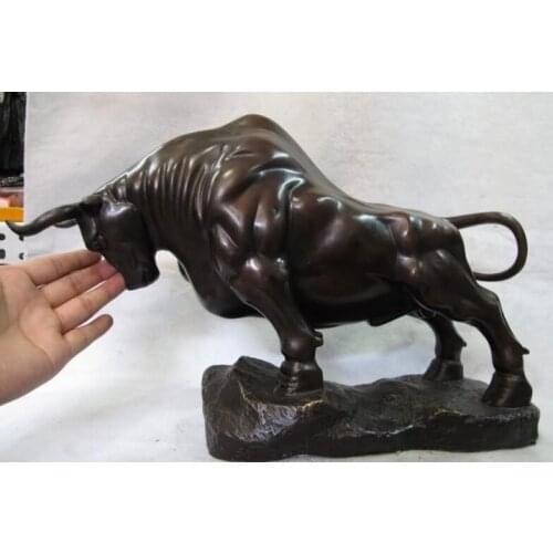 11 Spain Art statuary Bronze Copper FengShui Money wealth corrida OX Bull Statue