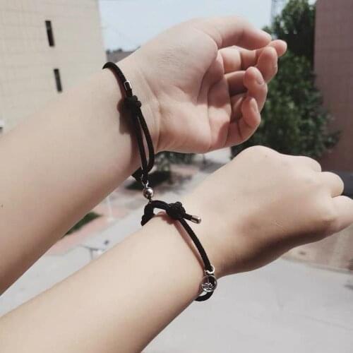 2pcs/Set Magnet Attract Creative Couple Paired Bracelet for Women Men Armband Best Friend Rope Wristand Bracelets Jewelry Gift