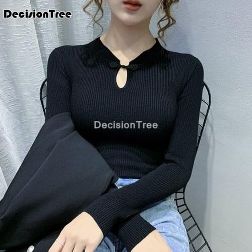 2021 chinese style full sleeve qipao shirt satin tee tops cheongsam shirt women mandarin collar blouse cheongsam top pullover