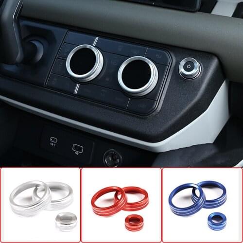 3Pcs Car Air Conditioner Switch Knob Volume Mode Button Cover Ring Trim For Land Rover Defender 110 2020 Car Styling Accessories