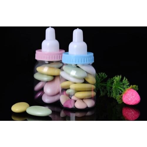 300pcs Plastic feeding bottle Candy Box ,Baby birth party &baptism baby shower wedding favor box wa3510