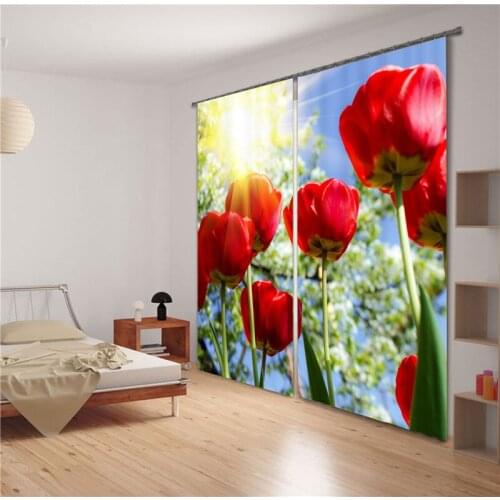 Flowers and plants 3D Blackout Window Curtains For Living room Bedding room Hotel/Office Curtain Drapes Cortinas para sala