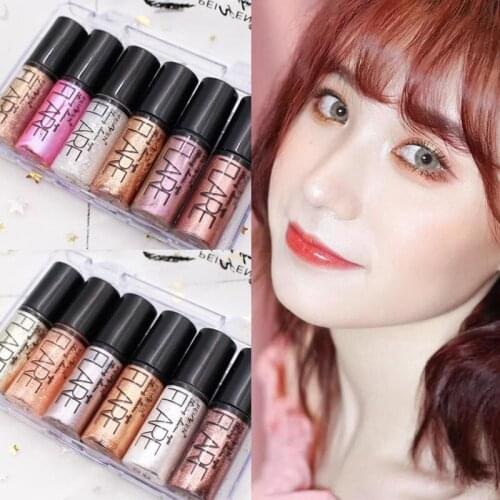 6pcs Long Lasting Shiny Waterproof Liquid Glitter Eyeliner Eyeshadow Makeup Metallic Eye Liner Pen Eye Beauty Party Makeup Tools