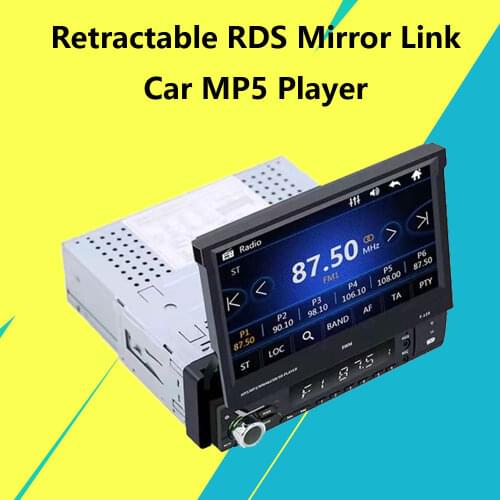 9601 1 Din 7 inch Retractable Car Radio HD Touch Screen MP5 video Player Bluetooth Radio USB TF FM SD Rear Camera auto stereo