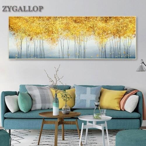 Golden Forest Print Abstract Canvas Painting Nordic Wall Art Posters and Prints Modern Decor Decorative Pictures for Home Design
