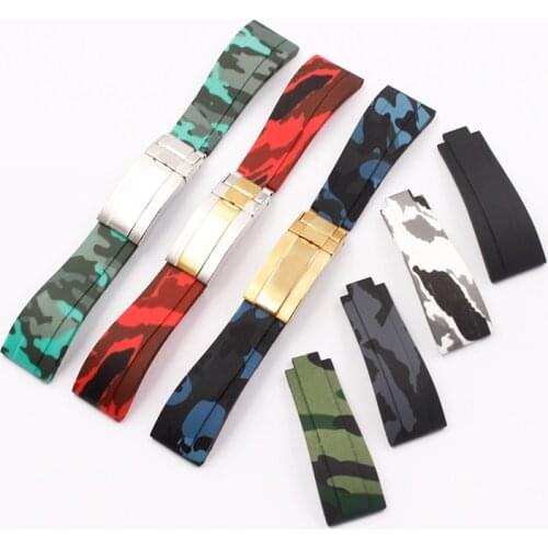 Watch Accessories Silicone Watch Strap Applicable for Rolex Yacht Mingshi Ditongna GMT Long for Rolex Rubber Short Strap 20mm