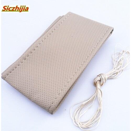 36-40 cm steering cover DIY leather braided steering wheel cover with needle and thread for Volvo S40 S60 S80 XC60 XC90 V40 V60