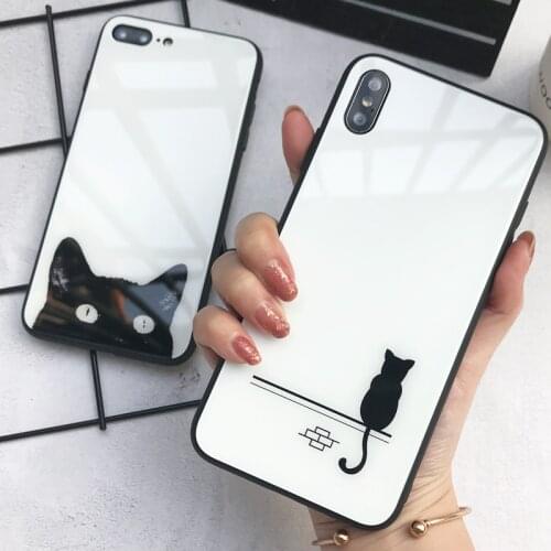 Cool Black Cat Tempered Glass Case for iPhone 12 11 Pro Max 12 Mini X XR XS 8 7 6s Plus Back Cover Coque
