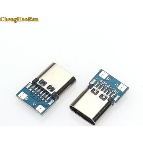 ChengHaoRan 5pcs USB 3.1 Type C Connector 14 Pin Female Socket receptacle Through Holes PCB 180 Vertical USB-C