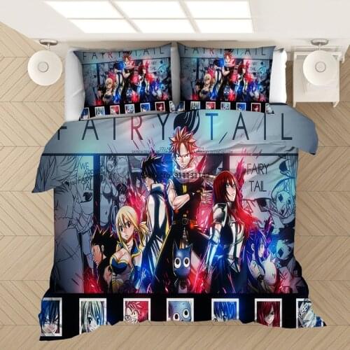 FAIRY TAIL Anime Bedding Set Duvet Covers Pillowcases Bed Set Cartoon Comforter Bedding Sets Bedclothes Bed Linen (NO Sheet)
