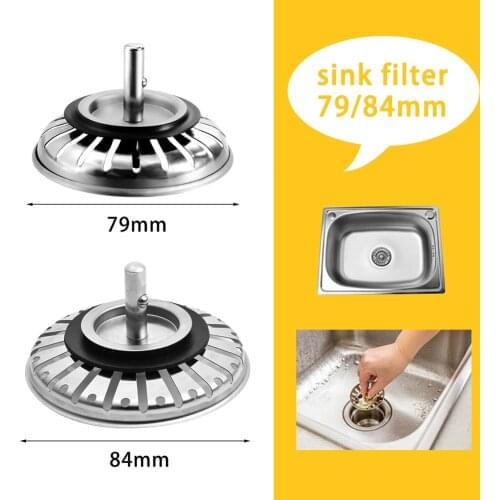 79-81-84mm Stainless Steel Kitchen Sink Strainer Stopper Waste Plug Sink Filter Bathroom Basin Sink Drain Kitchen Accessories
