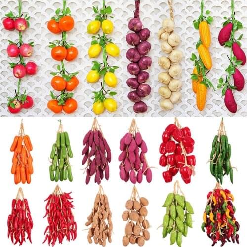 Simulation Foam Vegetables Artificial Garlic Fake Onion Hanging Vegetables Fruit String Home Decoration Photography Props