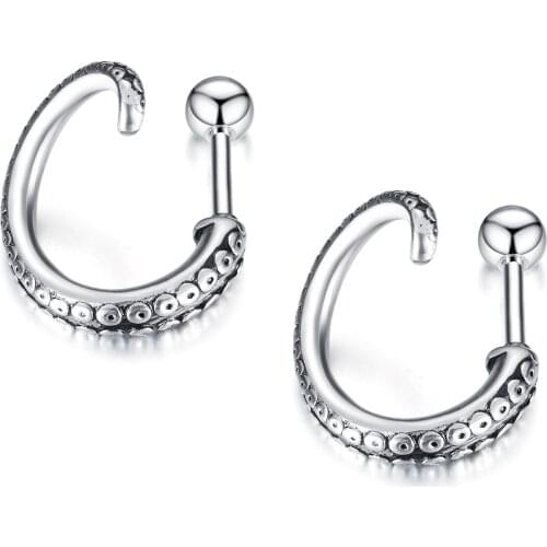 Classic Octopus Tentacles Stud Earrings for Men Stainless Steel Retro Punk Earring Hip-Hop Male Jewelry