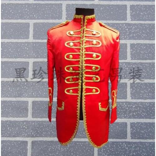 Royal men suits designs masculino homme terno stage costumes for singers men sequin blazer dance clothes jacket style dress red