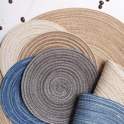 Water Gourd Woven Placemat Round Woven Rattan Table Mat Water Gourd Placemat Round Pad Woven Green Tropical Wedding