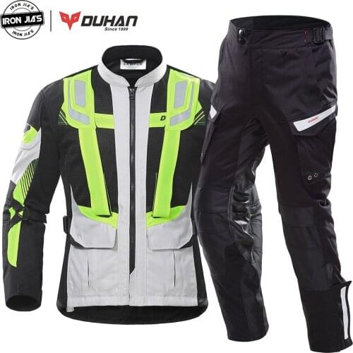 DUHAN Motorcycle Jacket Men Summer Breathable Mesh Moto Jacket Protective Gear Reflective Motocross Jacket Motorcycle Protection