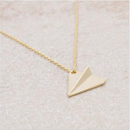 Fashion Origami Plane Necklace Paper Airplane Pendant Three Color Optional