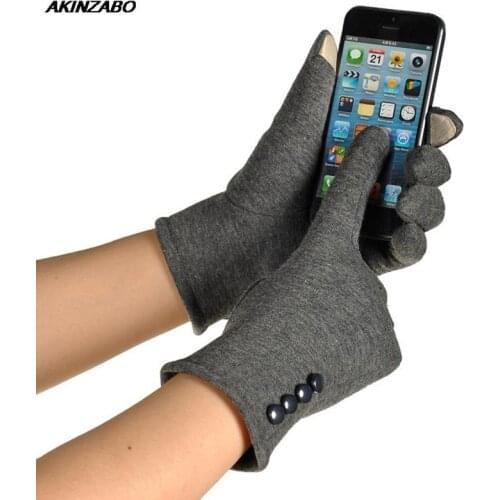 Fashion Four-button Female Touch Screen Gloves Non-fleece Autumn Velvet Warm Thermal Gloves Bicycle Winter Touch Screen Gloves
