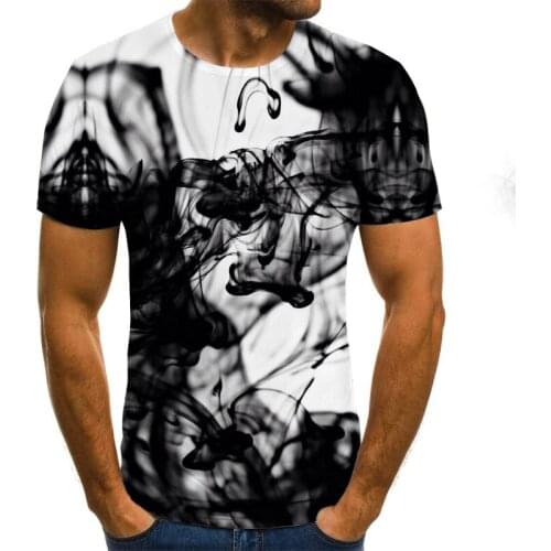 Ink style mens T-shirt 3D creative cloud graphic T-shirt summer casual tops fashion round neck shirt plus size streetwear