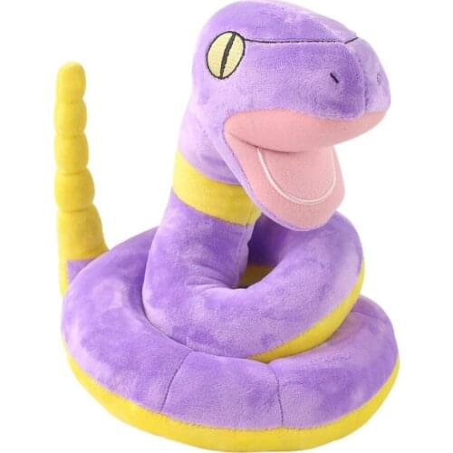 25CM Pokemon Ekans Cartoon Plush Creative Cute Soft Pillow Japanese Anime Purple Snake Stuffed Doll Toys