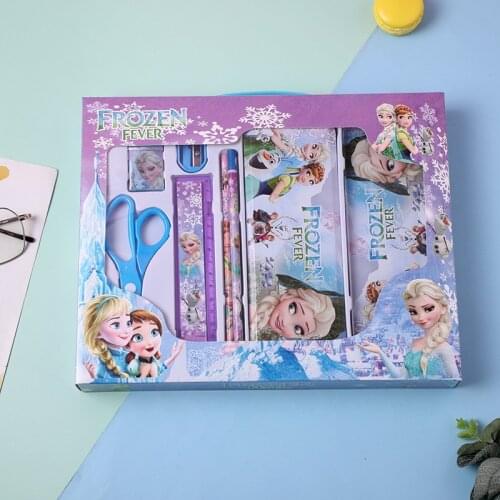 Disney Princess 7-piece stationery set cartoon double-layer stationery box pencil combination student school supplies gift