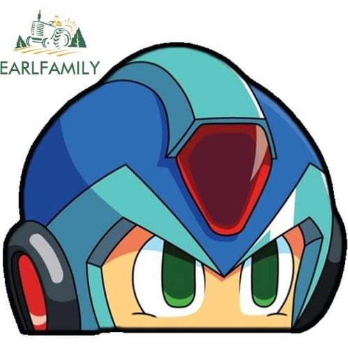 EARLFAMILY 13cm x 11cm for Megaman Peeking Decals Waterproof 3D Car Stickers Scratch-proof Window Trunk JDM Assessoires