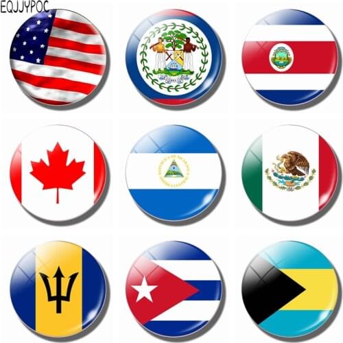 North America flag Fridge Magnet Canada Hondura Mexico Cuba American Dominica Saint Kitts and Nevis 30MM Glass Magnetic Stickers