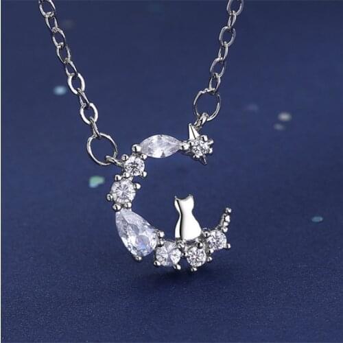 2020 New Arrival Cute Beautiful Cat Moon Chocker Pendant Necklaces Original Gifts For The New Year Stones Statement necklace