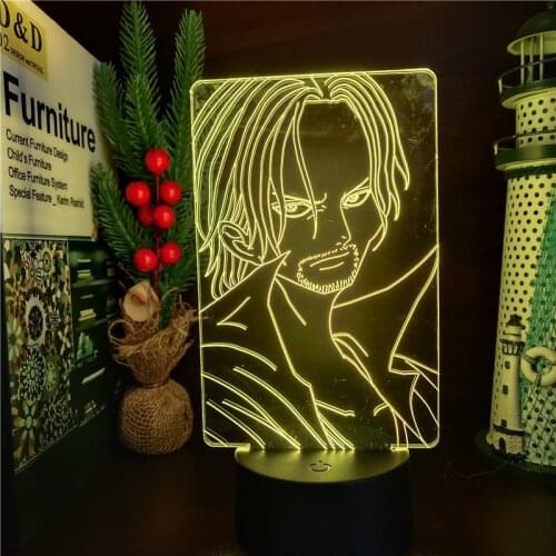 One Piece Shanks 3D Night Light Anime Figure Luffy LED Lamp Home Decoration Manga Lampara Decor Lights Neon Sunset Lampe Decor