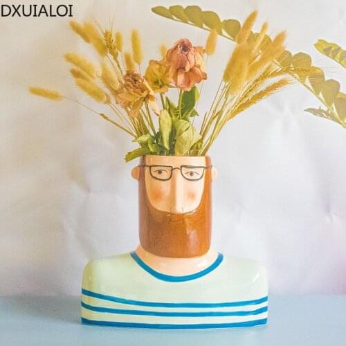 Personality creative glaze ceramic hand-painted crafts vase indoor living room desktop flower arrangement vase home decoration
