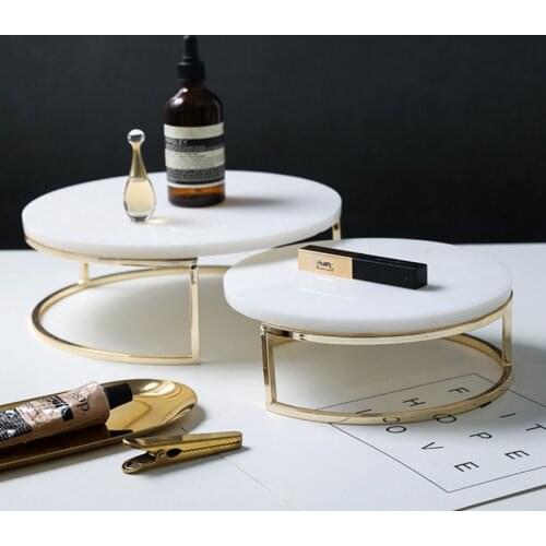 Nordic style creative natural marble cake tray dessert table decoration jewelry display stand gourmet photo decoration