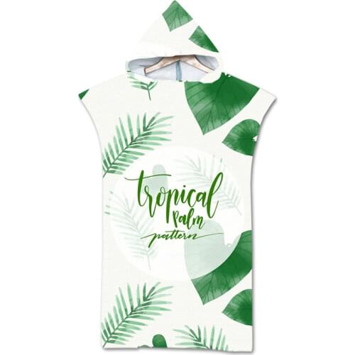New leaves geometry Towel Adult Microfiber Dressing Robe Hooded Bath Towel Swimming Surfing Beachwear