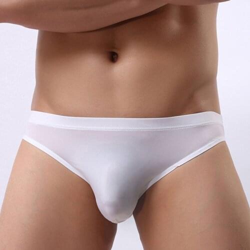 Ice Silk Sexy Underwear Men Briefs Seamless Breathable Thin Panties Men Bikini Slip Homme New