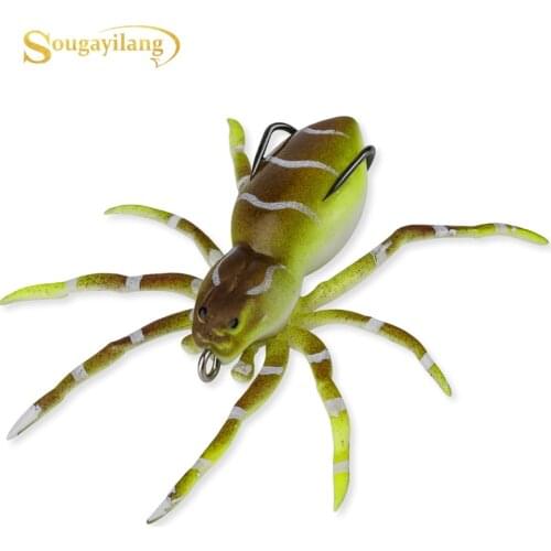 Sougayilang 5pc Spider Fishing Lure Realistic Spider Bait Artificial Fishing Soft Lure Silicone Phantom for Freshwater Saltwater