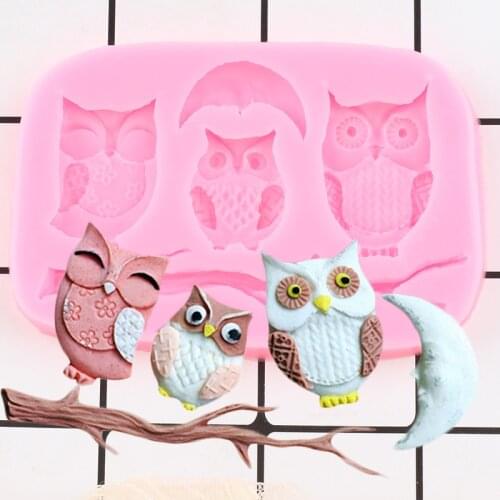 Owl Moon Tree Branch Silicone Mold DIY Party Animals Fondant Cake Decorating Tools Cupcake Topper Candy Chocolate Gumpaste Molds