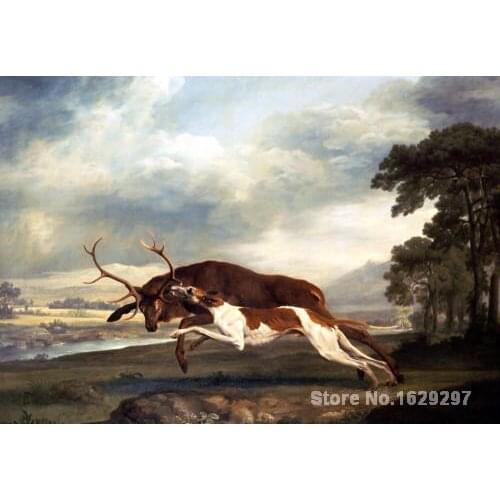 Wall art modern A Hound Attacking A Stag George Stubbs Paintings Hand painted High quality
