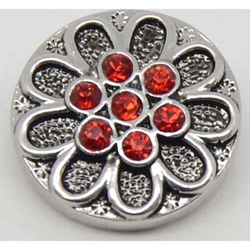 Red Crystal Styles Metal Snap Button Charm Jewelry For Women Men