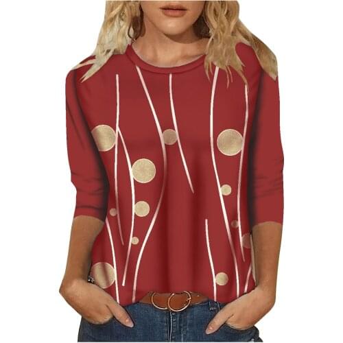 Summer 2021 Tshirt Ladies Harajuku Long Sleeve Pullover Vintage Printing Long Sleeve T-shirts Basic O Collared Beach T Shirts