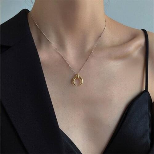 Moon Pendant 925 Silver Ball Necklace Jewelry Minimalism Chocker Kolye Vintage Collier Bijoux Femme Women Fashion Necklace
