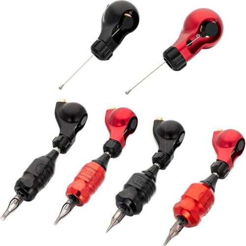1pc Tattoo Machine Rotary Gun Tattoo Pen powerful Motor tattoo gun Alloy Black/Red RCA cord 27mm/32mm Grip Handle Round Head