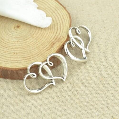 10 pcs 31*24 mm Antique Tibetan Silver Charms Bracelet Necklace Pendant New Fashion Alloy charm heart A14
