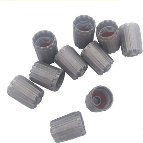 10pcs Vehicle Plastic Gray Tire Valve Stem Cap TPMS Tire Cap With Gasket Tire Nipple Covers Exterior Replacement Accessories