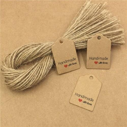 100Pcs/Lot Kraft Paper Gift Tags Card Wedding Brown Scallop Label Luggage Mini Paper Card With Strings 3x2cm Tags+100Pcs Stings