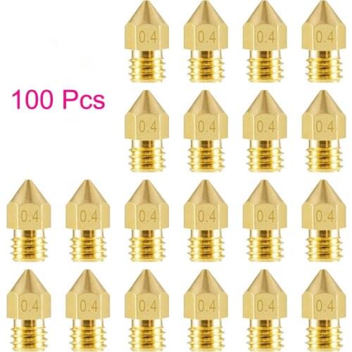 100pcs MK8 Nozzle 0.3 0.2 0.4mm 0.5mm MK7 MK8 Nozzle Threaded 1.75mm 3.0mm Filament Head Brass Nozzles For 3d Printer Parts