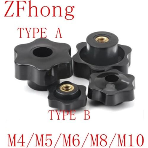 2-5pcs m4 m5 m6 m8 m10 m12 Plum Bakelite Hand Tighten Nuts Handle Thread Star Black Thumb Nuts Clamping Knob Manual Nuts