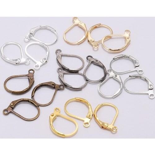 20pcs/lot 15*10mm Gold French Lever Earring Hooks Wire Settings Base Hoops Earrings For DIY Jewelry Making Supplies Wholesale