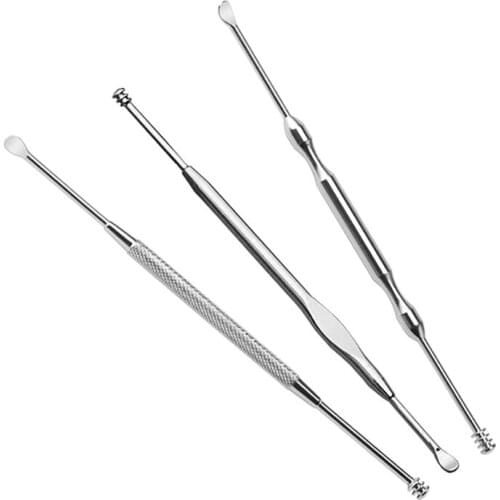 3Pcs Digging Earpick Cleaner Ear Spoon Ear Health Care Cleaning Stainless Steel Ear Pick Cleaner Portable Dig Ear Curette Tools