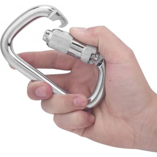45KN Carabiner Steel D Shaped Hanging Buckle Climbing Carabiner Clip Ring Outdoor Climbing Buckle Lock Security Safety Lock